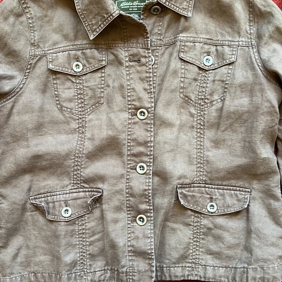 Eddie Bauer brown  linen jacket. Petite XL - Picture 4 of 4